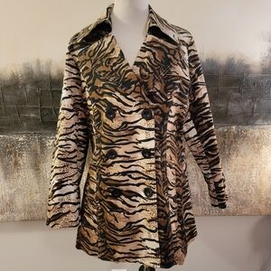 Outerwear by Lisa Zebra Print Pea Coat S